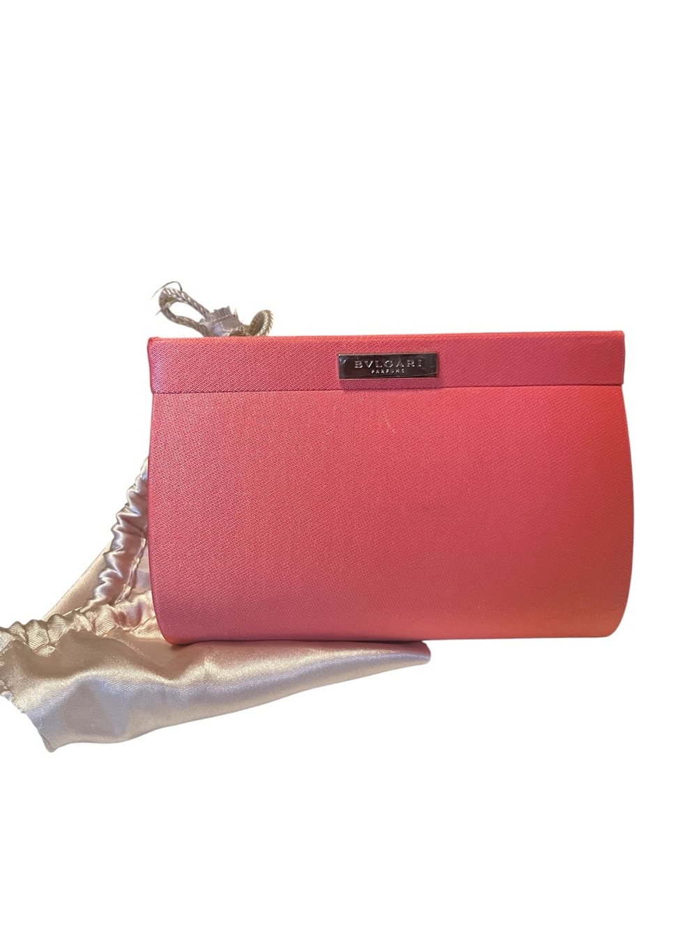 Bvlgari  Coral Pink  Parfums Clutch with Logo Plaque
